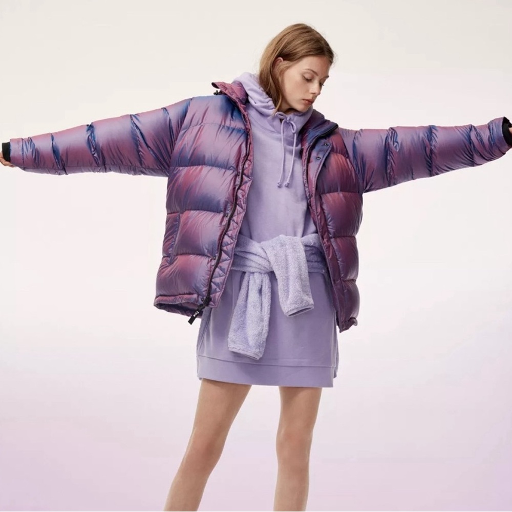 Aritzia’s TNA Super Puff Iridescent Coat (L)